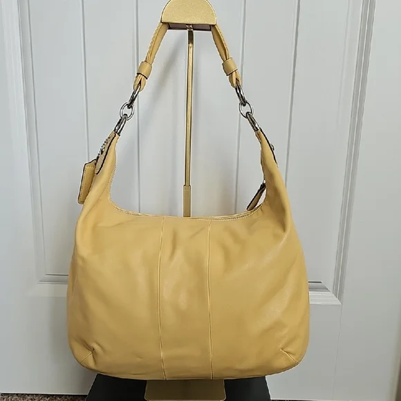 Coach NWT 2010 Kristin Yellow Leather Hobo Convertible Shoulder Bag MSRP $398 - Picture 7 of 14